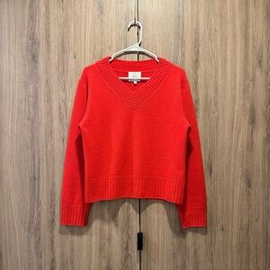 Reformation Dulce Cherry Red Cashmere V-Neck Sweater Size L